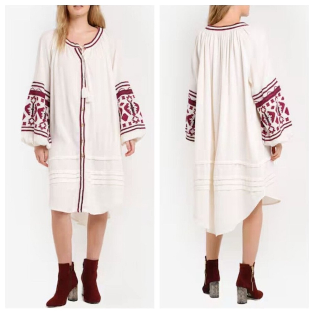 Free People White Willa Embroidered Dress Size Small 41246